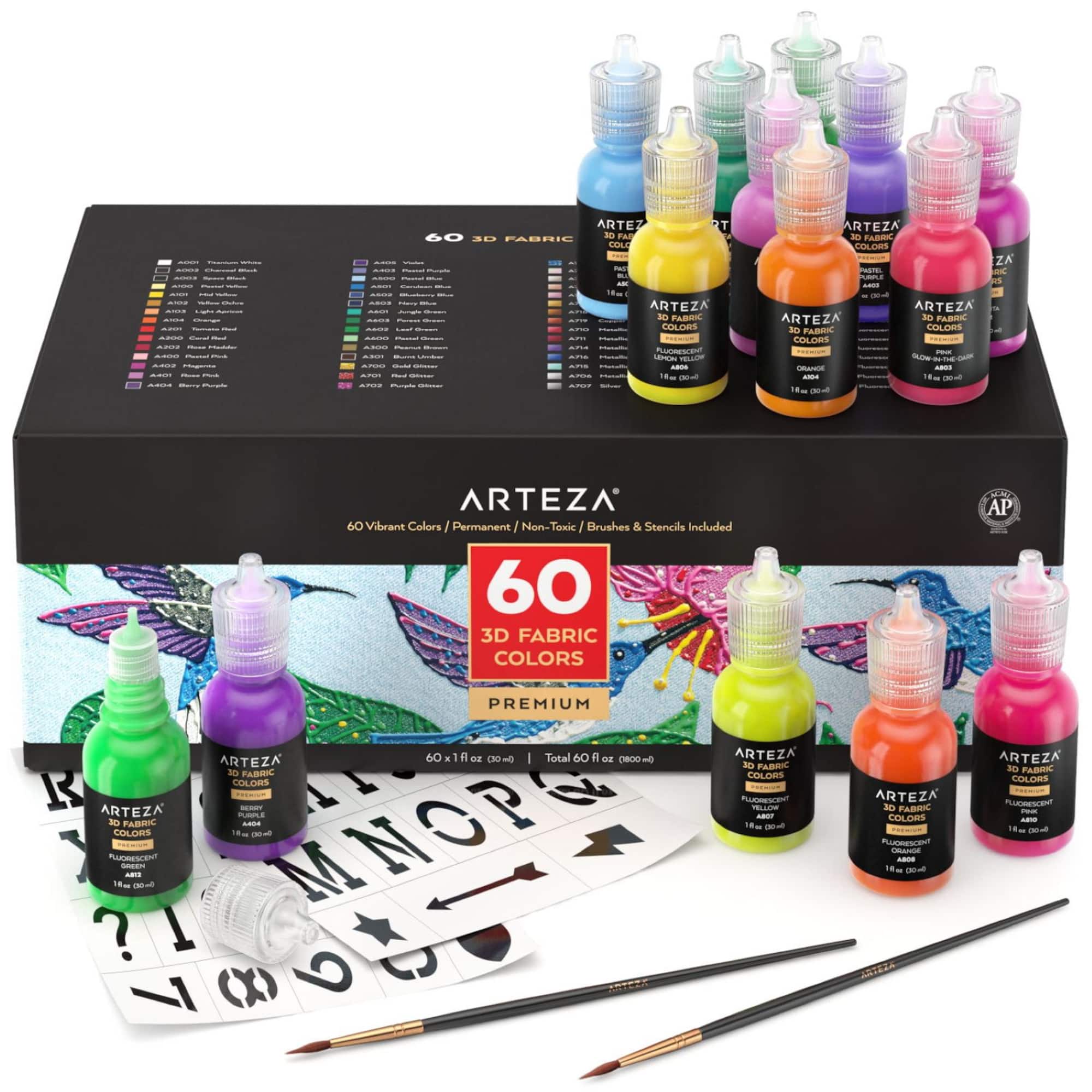 Arteza® 60 Color 3D Fabric Paint Set